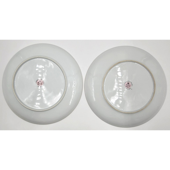Royalton China Set of 2 Luncheon Plates 9.25" White Gold Trim Translucent - Picture 6 of 8
